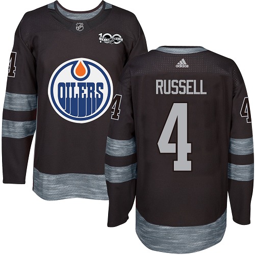 Adidas Oilers #4 Kris Russell Black 1917-100th Anniversary Stitched NHL Jersey